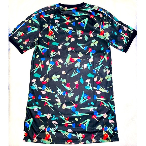 Adidas Floral Dress Athleisure Streetwear Y2K Black Print Mini Tunic New - Picture 10 of 12